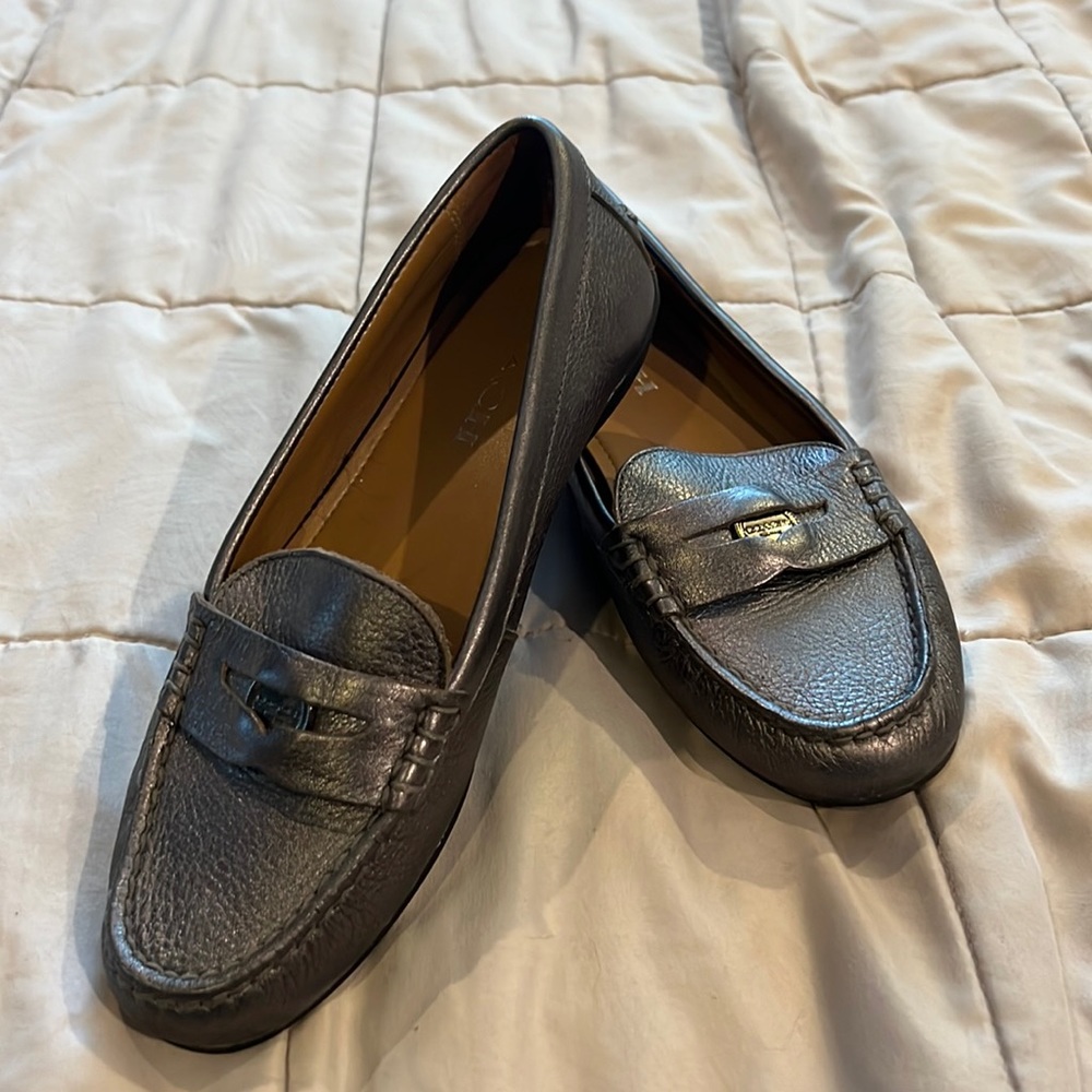 Coach Penny Loafers, Gunmetal Grey Gem